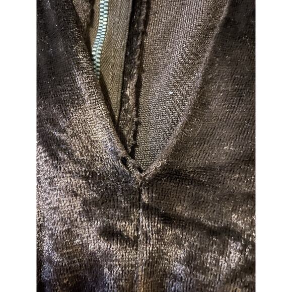 Vintage 70s Brown Crushed Velvet Maxi Hostess Dress V-Neck Empire Waist S/M - Picture 10 of 14